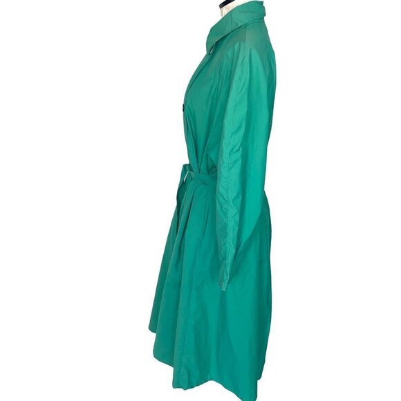 Finn Flare Trench Coat Womens Size 10 Vintage Lightweight Polyester Cotton Green - Picture 3 of 12